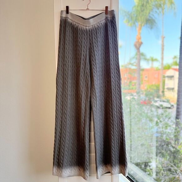 Sack's 100% Cotton Cable Knit Sweater Wide Leg Pants in Gray Ombre size M/L - Picture 3 of 11